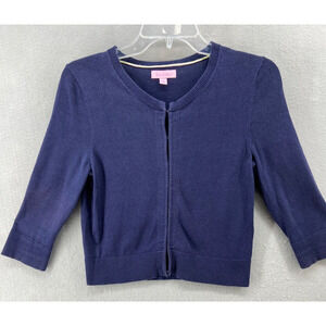 Lilly Pulitzer Cardigan Girl's Sz‎ M Navy Blue Sweater Knit Button Up